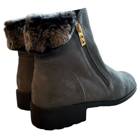 Cole Haan Gray Suede Ankle Booties Women’s Faux Fur Cuff Side Zip Winter Boots 9 - Picture 8 of 13